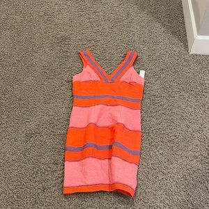 Red Anthropologie Mid-Length Dress with a Stripe Design